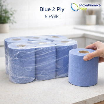 BLUE 2PLY EMBOSSED CENTREFEED PAPER WIPE KITCHEN ROLLS CLEANING TOWELS