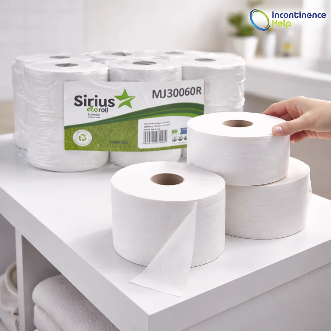 2PLY JUMBO TOILET ROLLS 300M - 6 ROLLS - 60MM CORE - LOOS ROLL