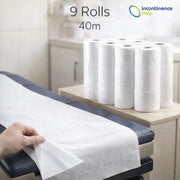 9 x Massage Table Bed Cover Couch Hygiene 20 Paper Rolls Tissue 40m White