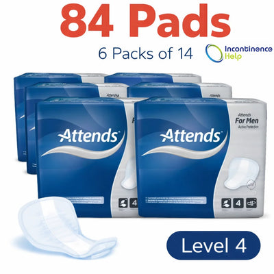 Attends For Men Level 4 Or Shield 4 , 6 Packs Of 14 ,84 Incontinence Pads 32207
