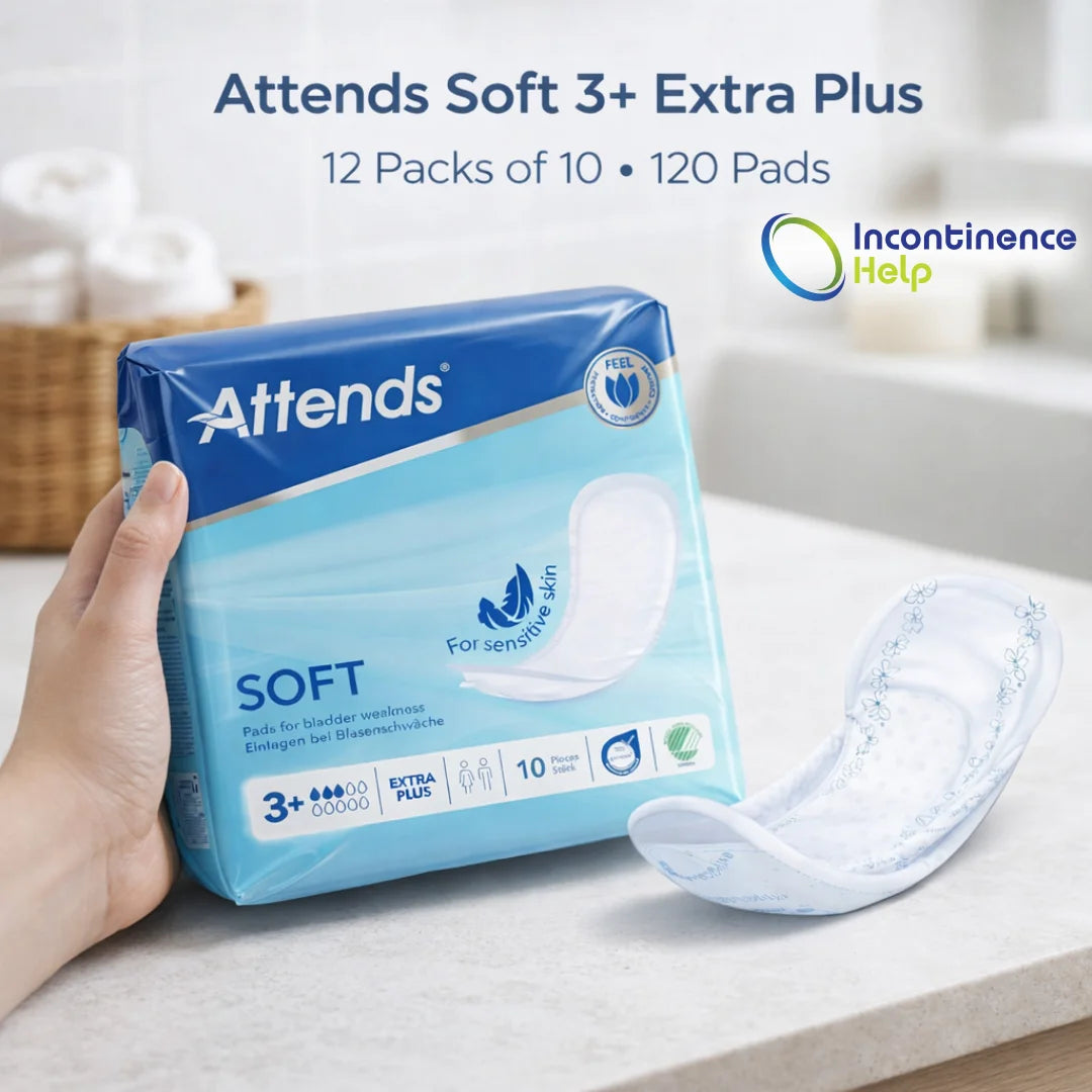 Attends Soft 3 + Extra Plus 12 Packs Of 10 - 120 x Incontinence Pads 205112
