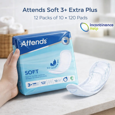 Attends Soft 3 + Extra Plus 12 Packs Of 10 - 120 x Incontinence Pads 205112