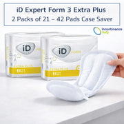 iD Expert Form 3 Extra Plus 2 Packs of 21 Incontinence Aid 42 Pads Case Saver