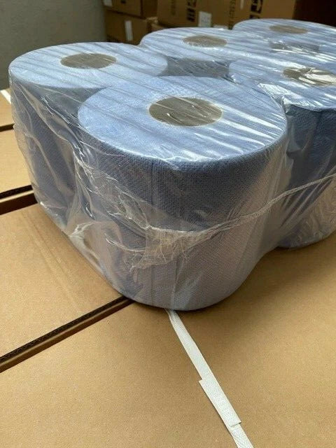 6 x Sirius Centre Feed Rolls 2ply Embossed Kitchen Paper Towel Bigger Blue Rolls