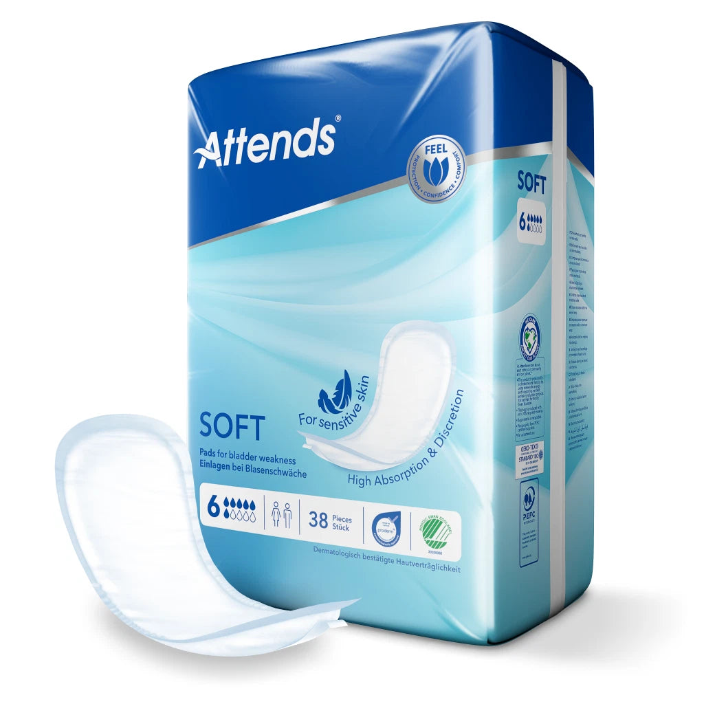 Attends Soft 6 - Pack of 38 Incontinence Pads adult nappies