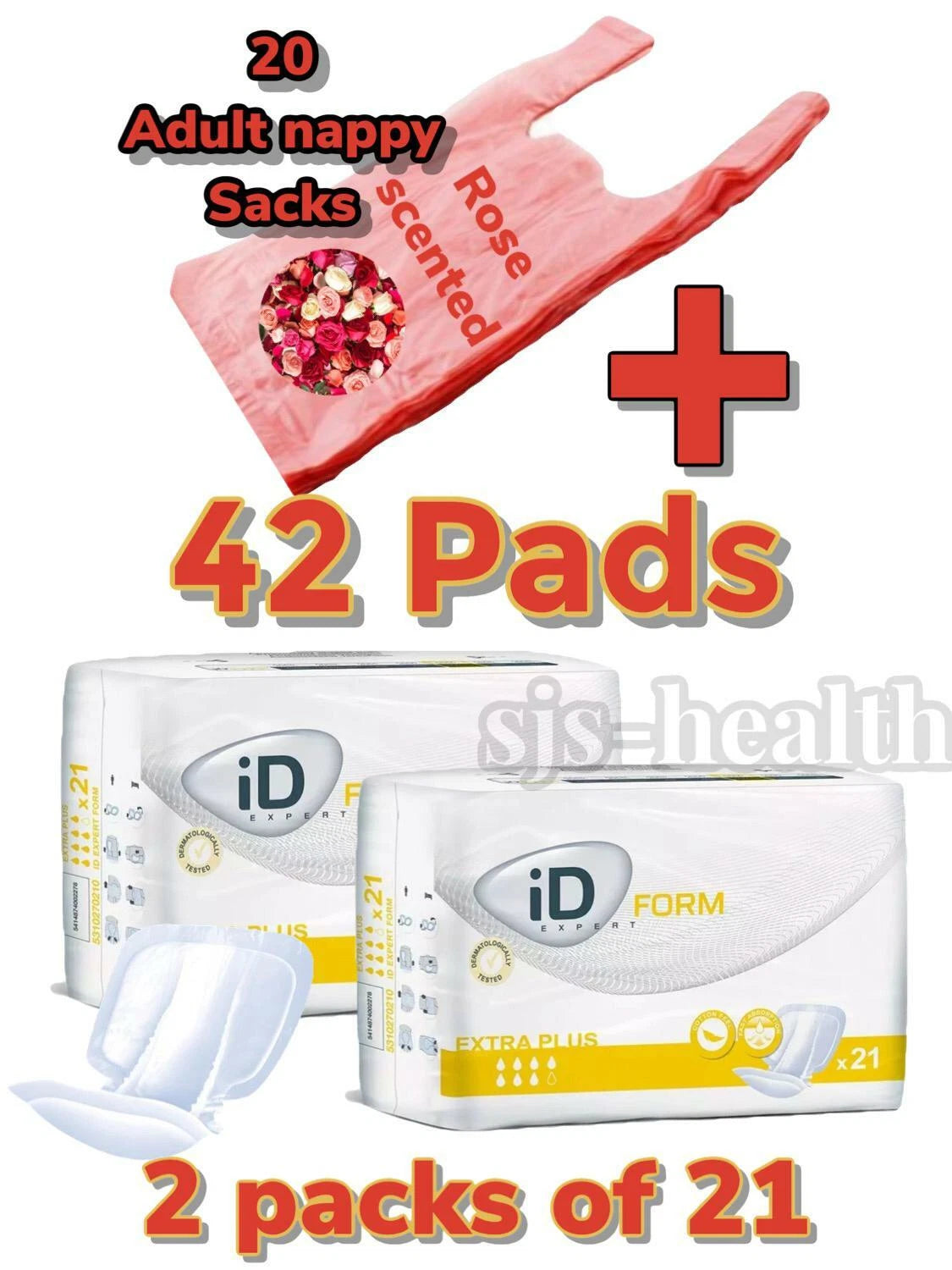 iD Expert Form 3 Extra Plus 2 Packs of 21 Incontinence Aid 42 Pads Case Saver