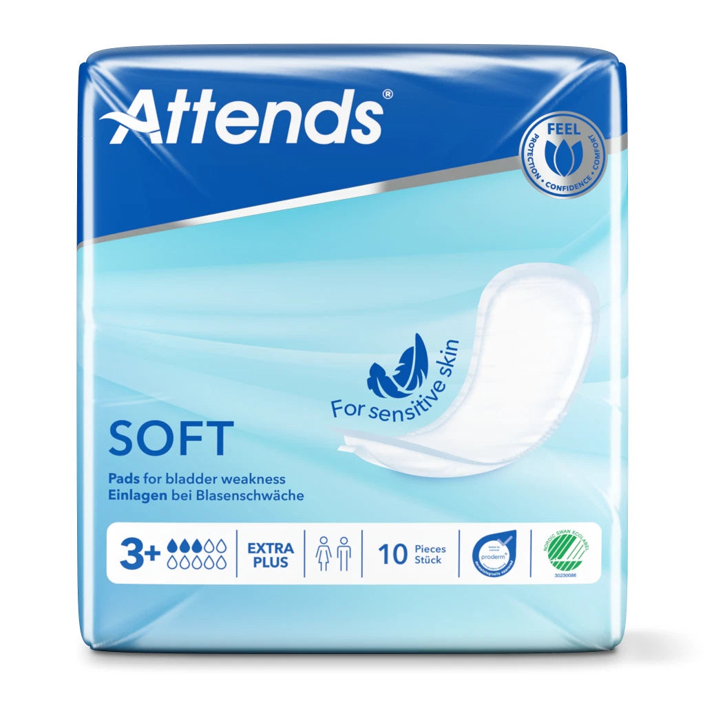 Attends Soft 3 + Extra Plus 12 Packs Of 10 - 120 x Incontinence Pads 205112