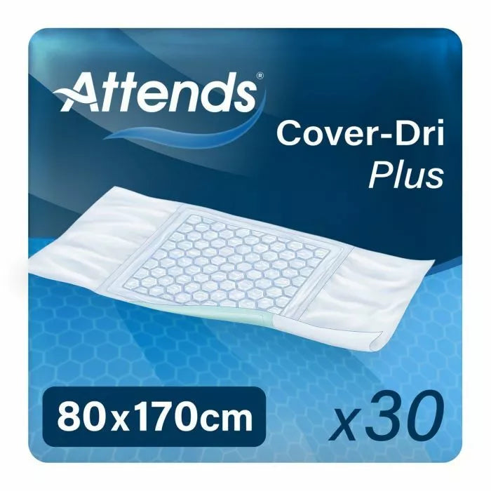 Attends Cover Dri Plus 80 x 170 with Tuck Pack of 30 Incontinence Bed Pads