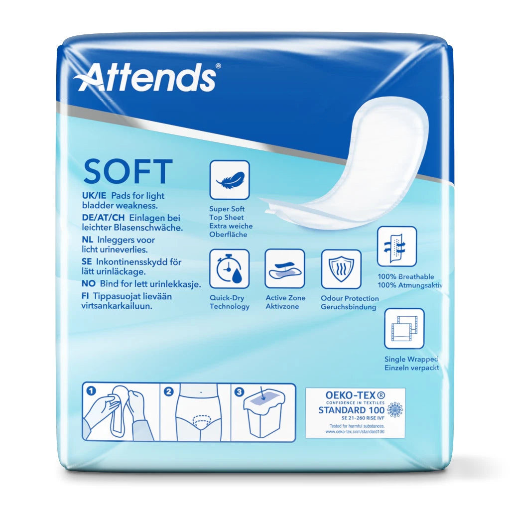 Attends Soft 3 + Extra Plus 12 Packs Of 10 - 120 x Incontinence Pads 205112