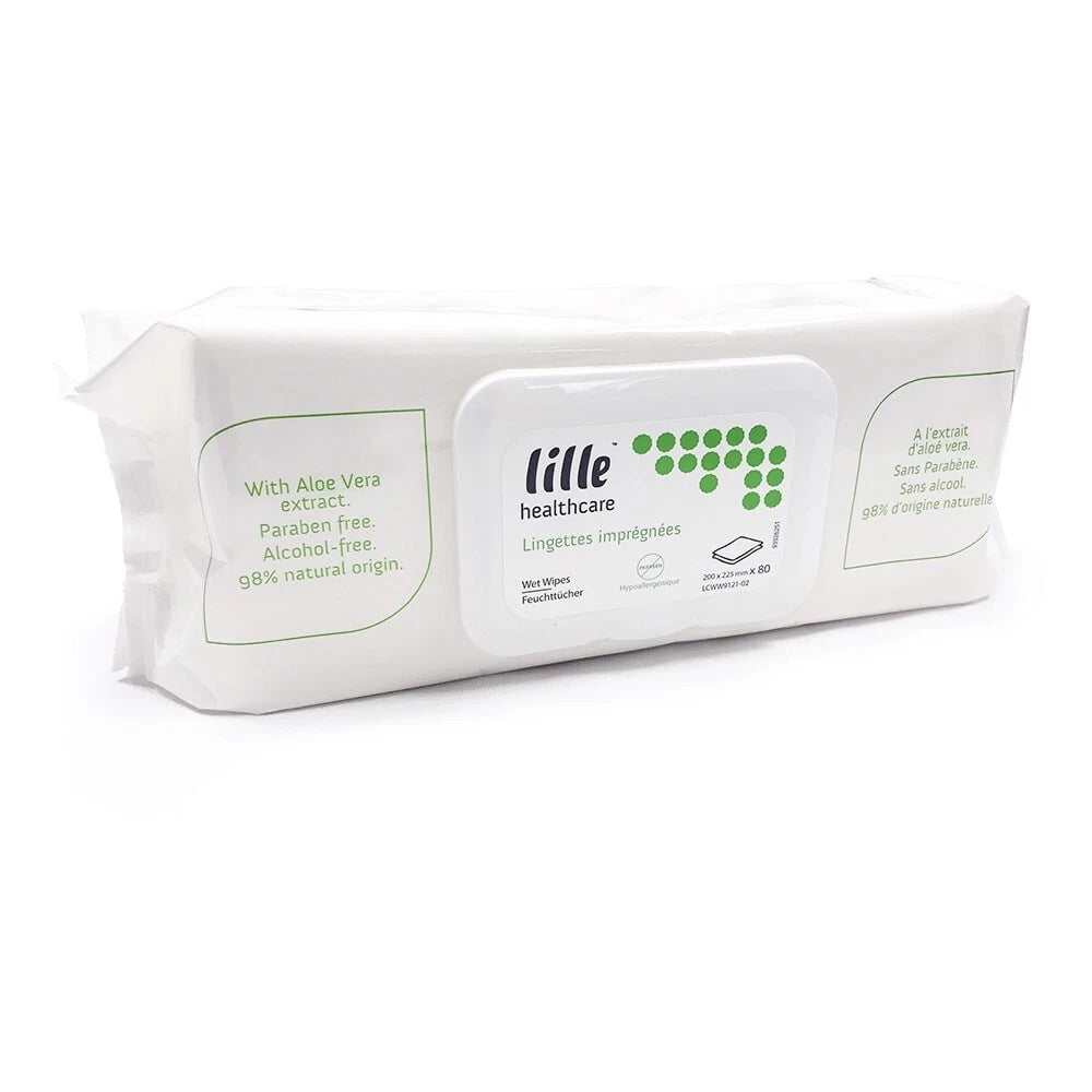 Lille Healthcare Large Wet Wipes 6 Pack of 80 - 20cm x 22.5cm Incontinence Wipes