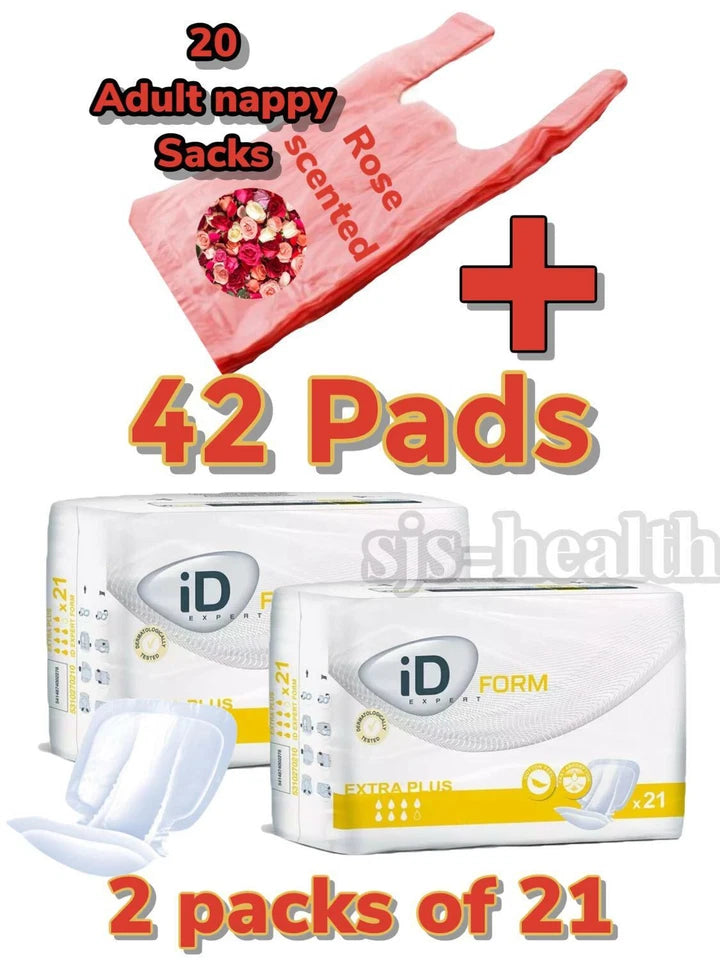iD Expert Form 3 Extra Plus 2 Packs of 21 Incontinence Aid 42 Pads Case Saver